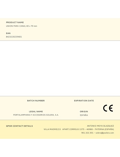 Union para canal 40 x 70 mm
