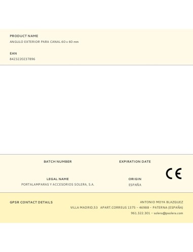 Angulo exterior para canal 60 x 60 mm