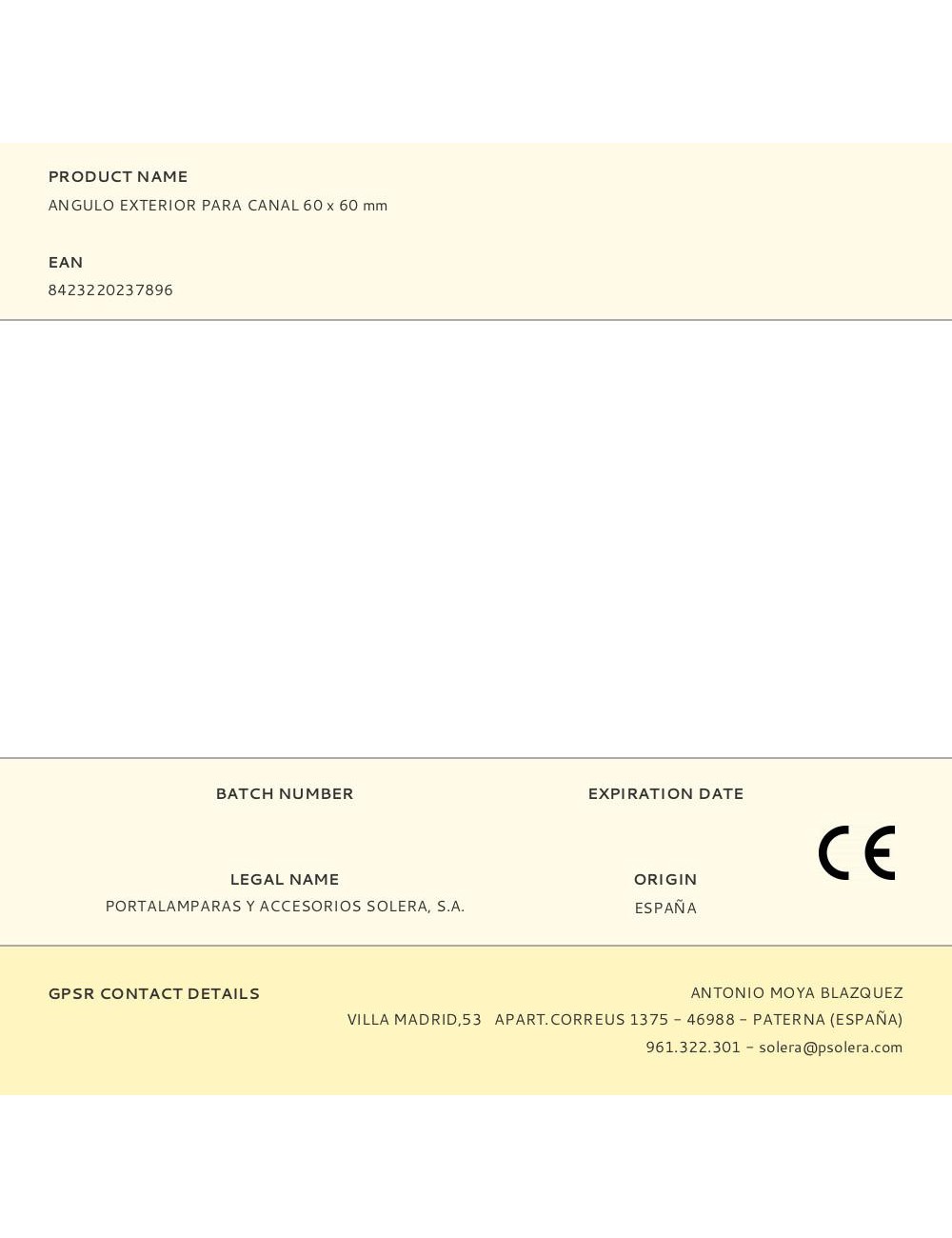 Angulo exterior para canal 60 x 60 mm