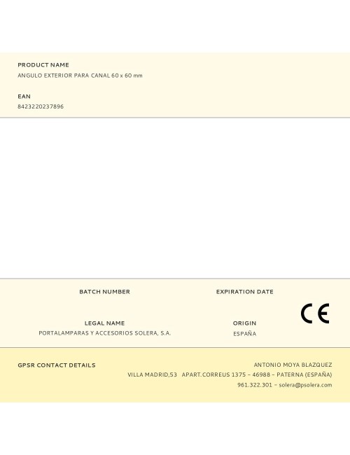 Angulo exterior para canal 60 x 60 mm