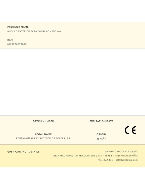 Angulo exterior para canal 60 x 100 mm