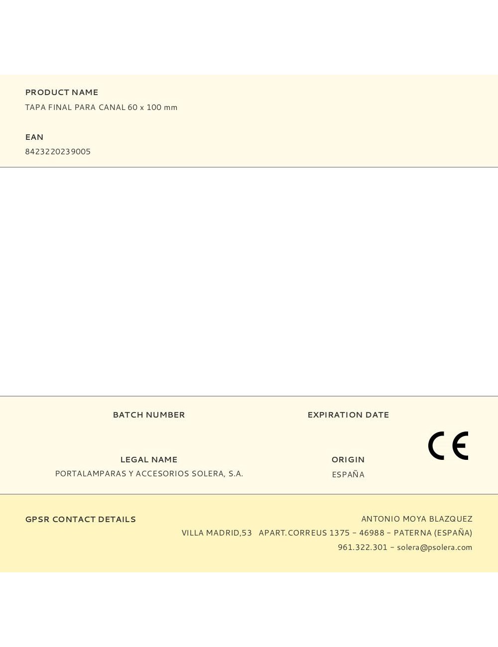 Tapa final para canal 60 x 100 mm