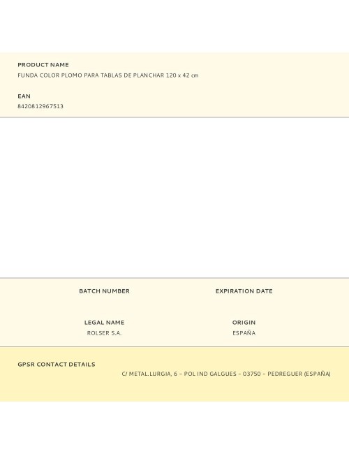 Funda color plomo para tablas de planchar 120 x 42 cm