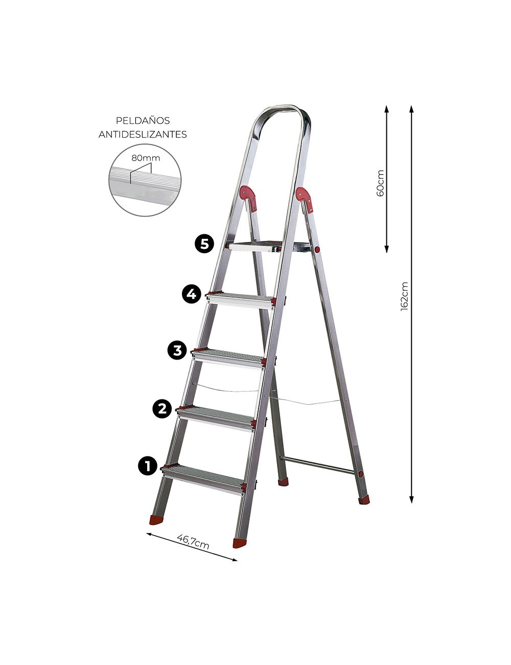 Escalera unica 5 peldaños 101 cm