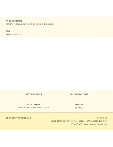 Trampa moscas, bote con recambio incluido