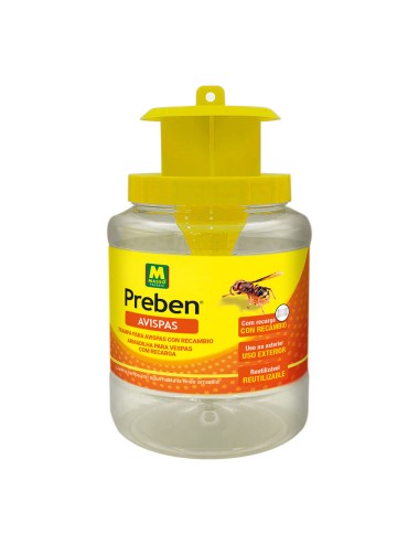 Trampa reutilizable avispas, bote con recambio incluido