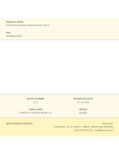 Atrayente avispas concentrado, 500 ml