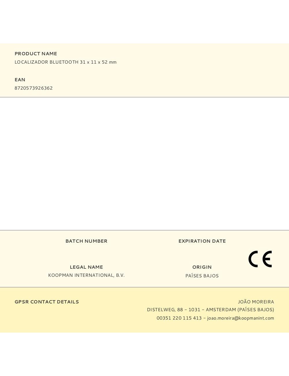 Localizador bluetooth 31 x 11 x 52 mm