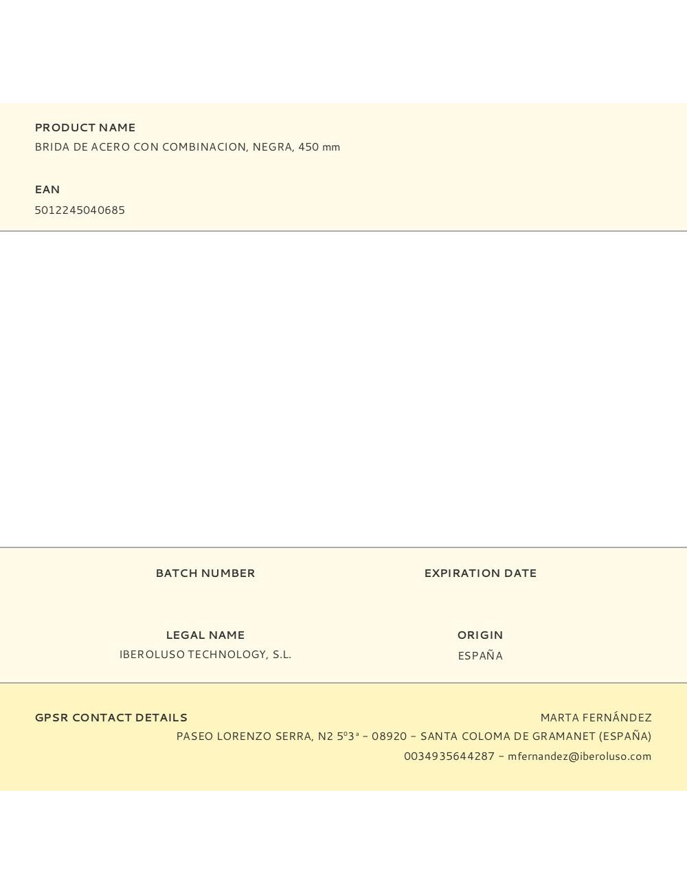 Brida de acero con combinacion, negra, 450 mm