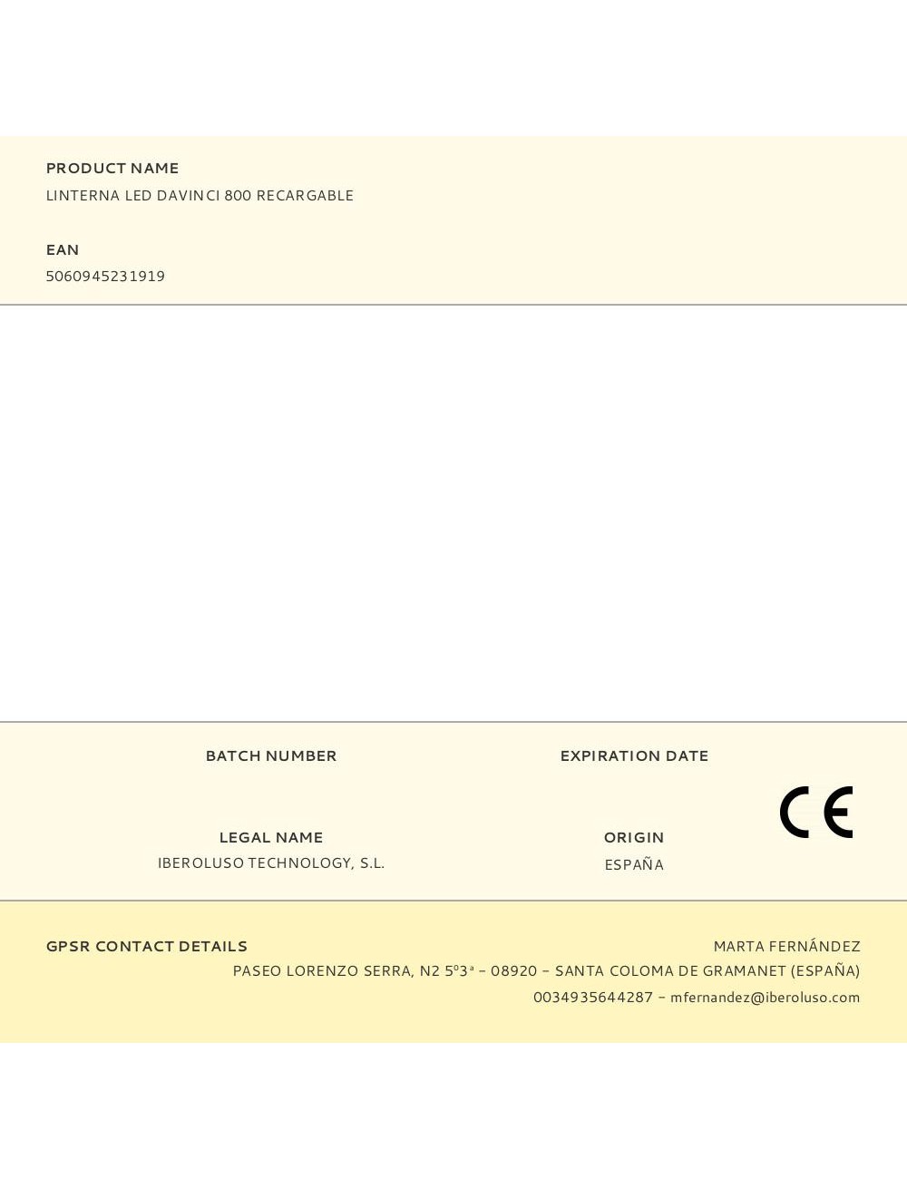 Linterna led davinci 800 recargable