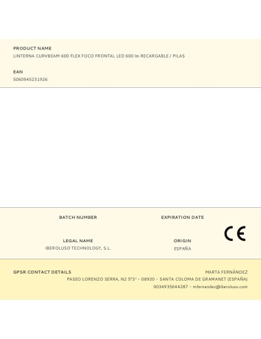 Linterna curvbeam 600 flex foco frontal led 600 lm recargable / pilas