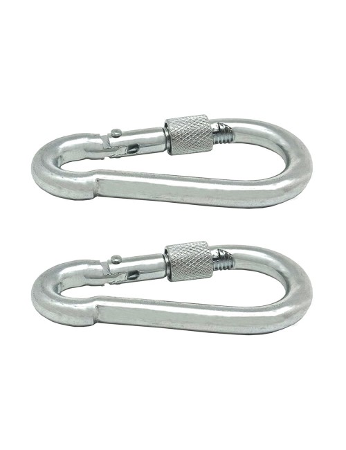 Mosquetón bombero con seguro, msq02, acero galvanizado, 6 x 60 mm. 2 unidades