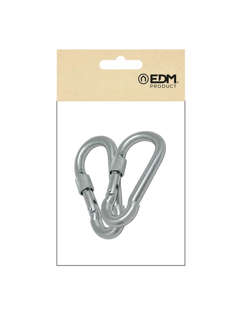 Mosquetón bombero con seguro, msq02, acero galvanizado, 7 x 70 mm. 2 unidades