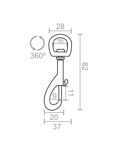 Mosquetón llavero anilla, msq05, acero niquelado, 82 mm, 3/4"