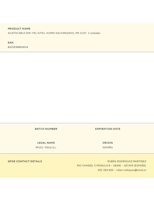 Sujetacable din-741 sjt01, acero galvanizado, m5 3/16". 2 unidades