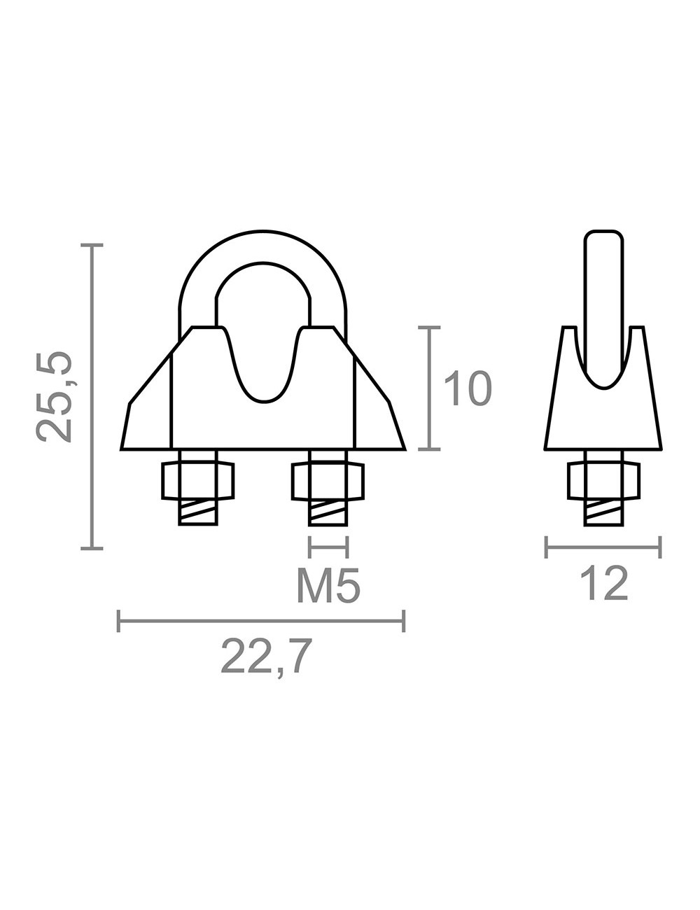 Sujetacable din-741 sjt01, acero galvanizado, m5 1/4". 2 unidades