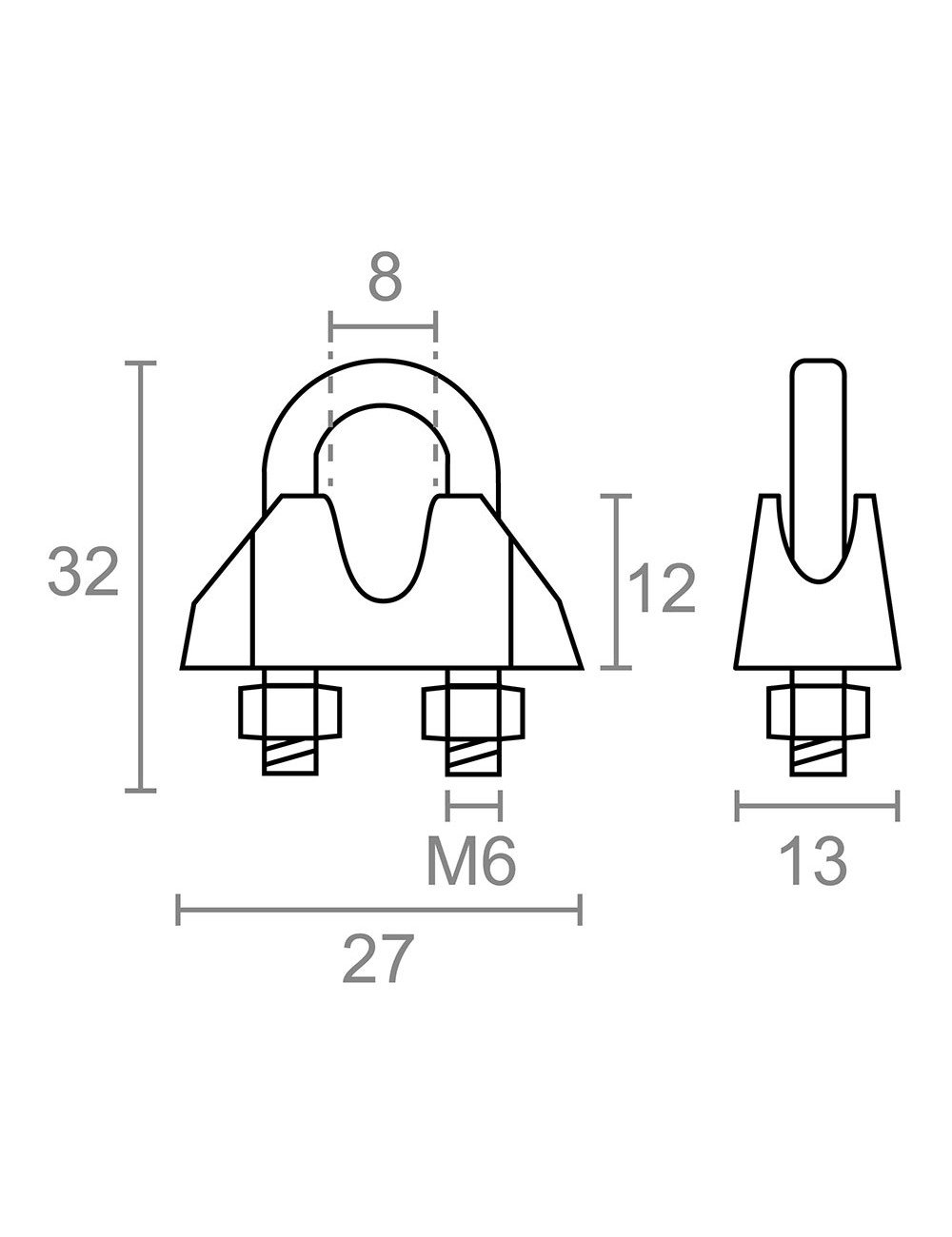 Sujetacable din-741 sjt01, acero galvanizado, m6 5/16". 2 unidades