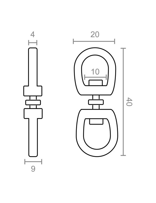 Anilla giratoria ap12, acero níquelado, 10 mm, 3/8". 2 unidades