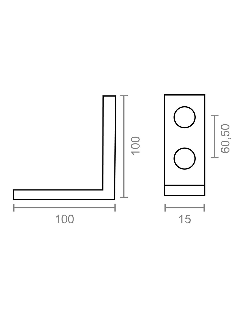 Ángulo refuerzo an02, acero zincado, 100 x 100 x 15 mm. 4 unidades