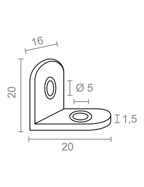 Ángulo refuerzo an24, acero inoxidable, 20 x 20 x 16 mm. 4 unidades