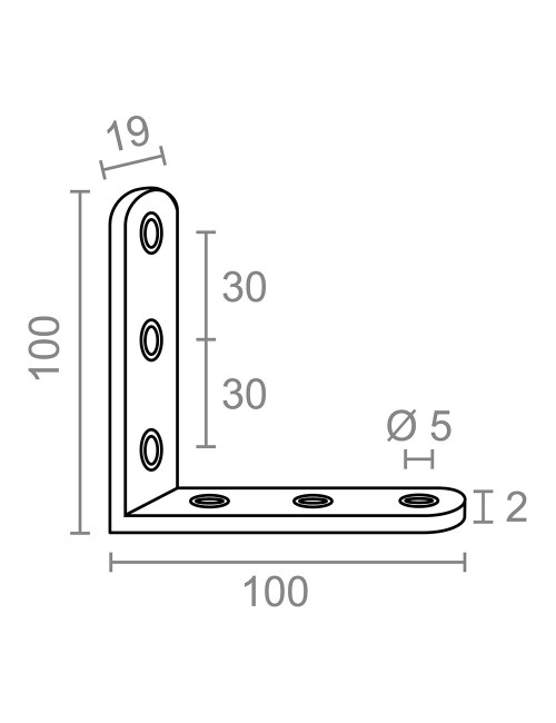 Ángulo refuerzo an24, acero inoxidable, 100 x 100 x 19 mm. 4 unidades