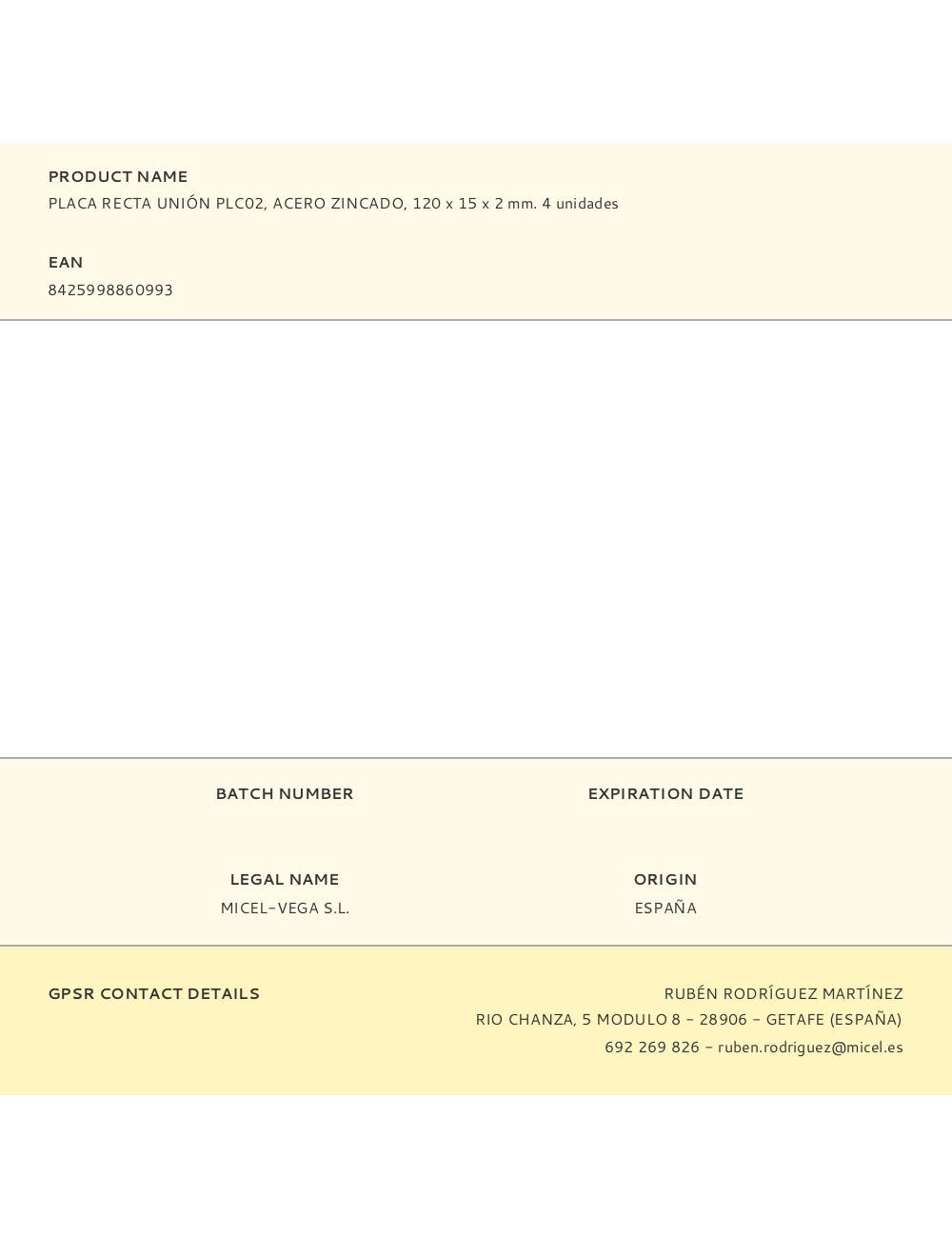 Placa recta unión plc02, acero zincado, 120 x 15 x 2 mm. 4 unidades