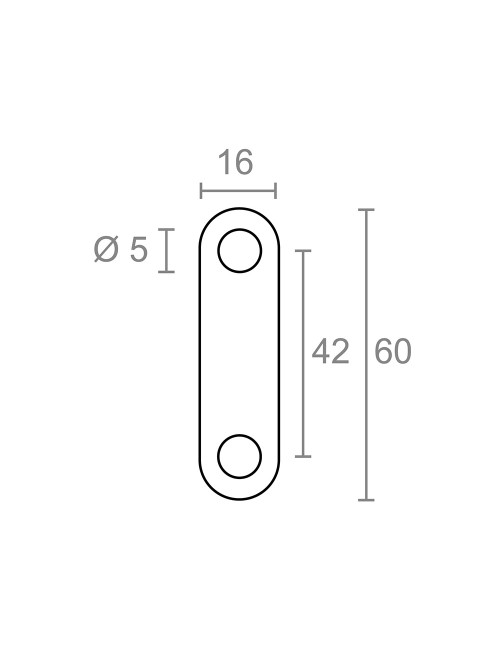 Placa recta unión plc14, acero inoxidable, 60 x 16 x 1,5 mm. 4 unidades