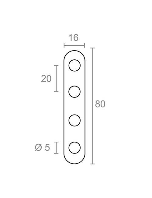 Placa recta unión plc14, acero inoxidable, 80 x 16 x 2 mm. 4 unidades