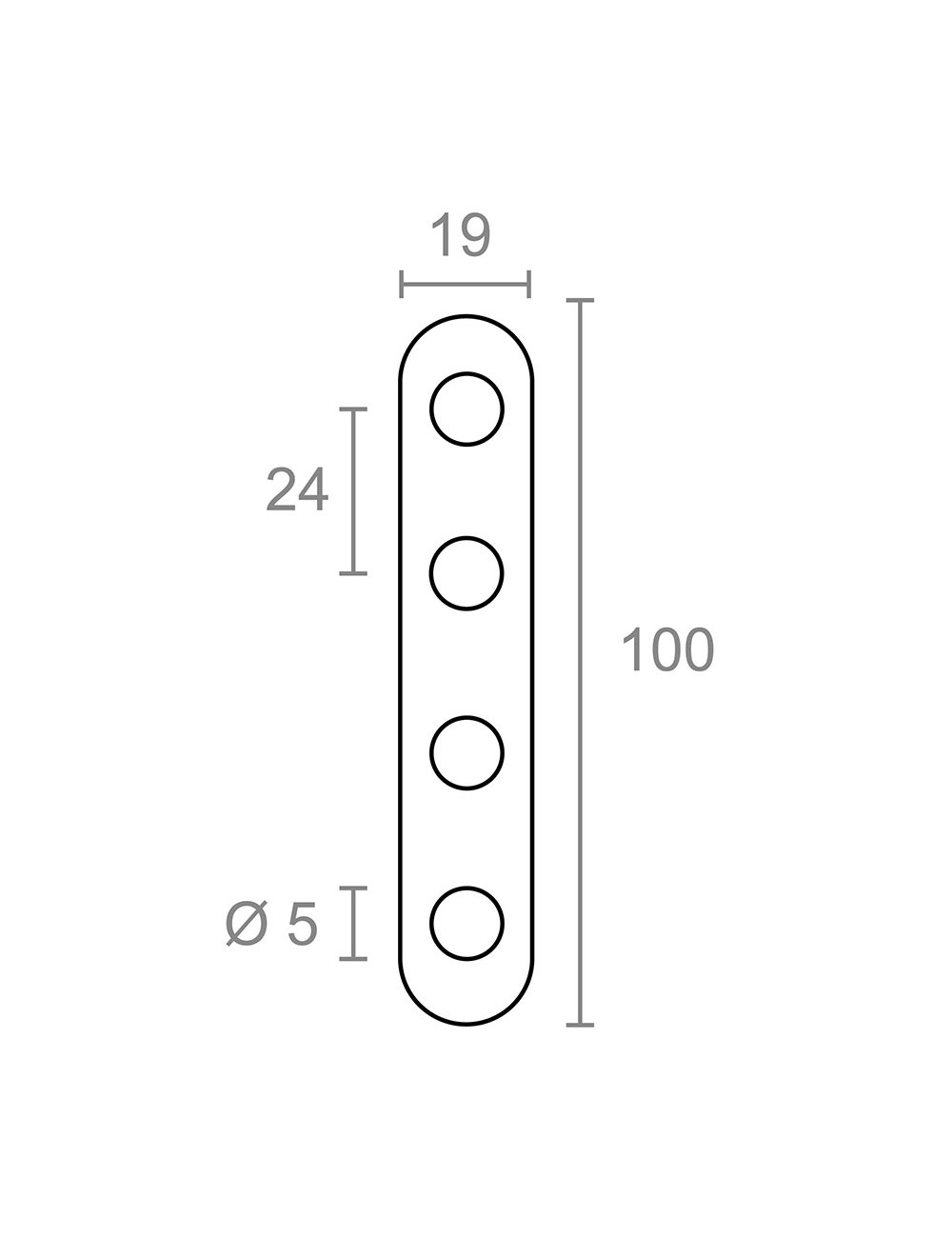 Placa recta unión plc14, acero inoxidable, 100 x 19 x 2 mm. 4 unidades