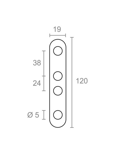 Placa recta unión plc14, acero inoxidable, 120 x 19 x 2 mm. 4 unidades