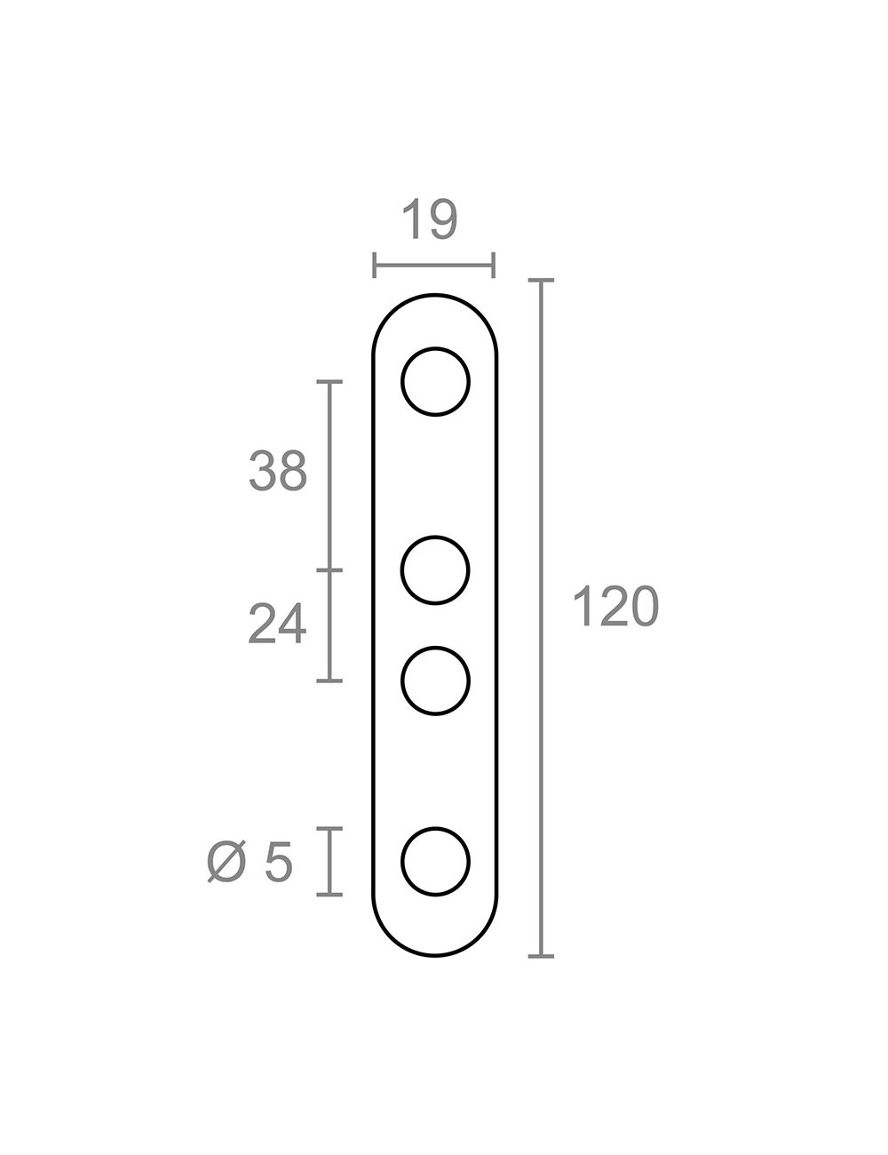 Placa recta unión plc14, acero inoxidable, 120 x 19 x 2 mm. 4 unidades