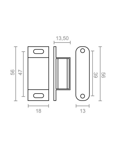 Cierre magnético im02, marrón, 56 x 18 mm, 2 unidades