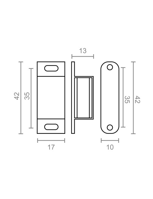 Cierre magnético im02, marrón, 42 x 18 mm, 2 unidades