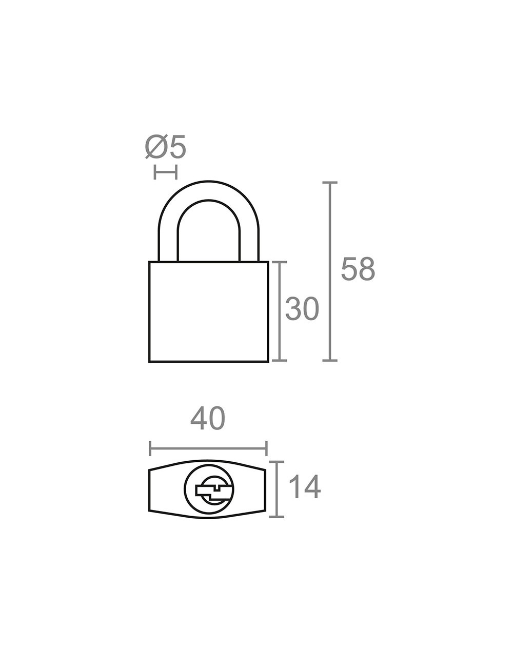 Candado de arco normal basic cn17,latón, 40 mm
