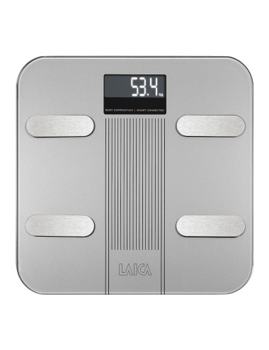 Bascula de baño smart bluetooth con cálculo de la composición corporal, color plateado, 180 kg