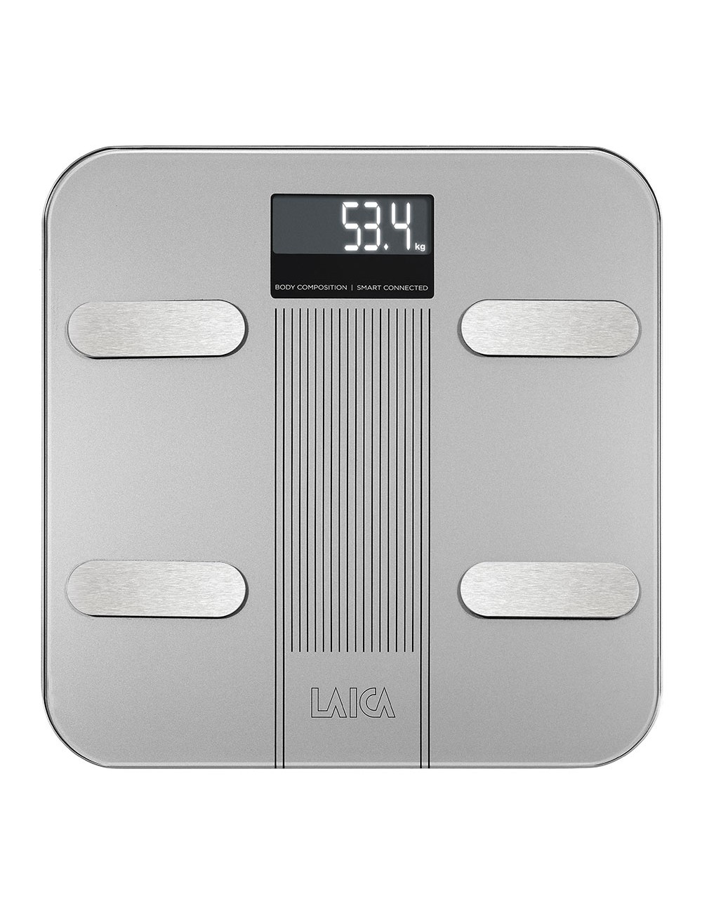 Bascula de baño smart bluetooth con cálculo de la composición corporal, color plateado, 180 kg