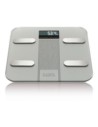 Bascula de baño smart bluetooth con cálculo de la composición corporal, color plateado, 180 kg