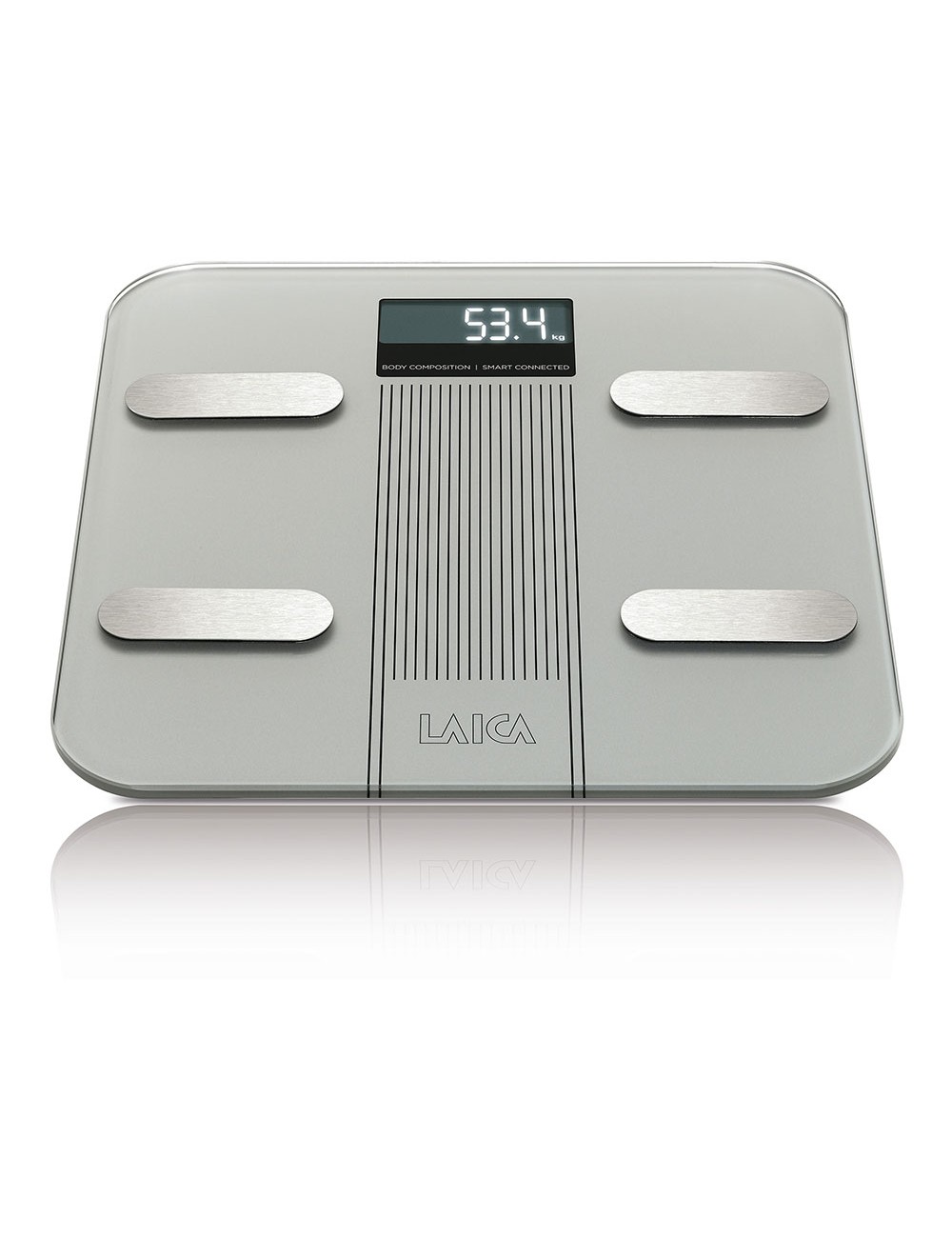 Bascula de baño smart bluetooth con cálculo de la composición corporal, color plateado, 180 kg