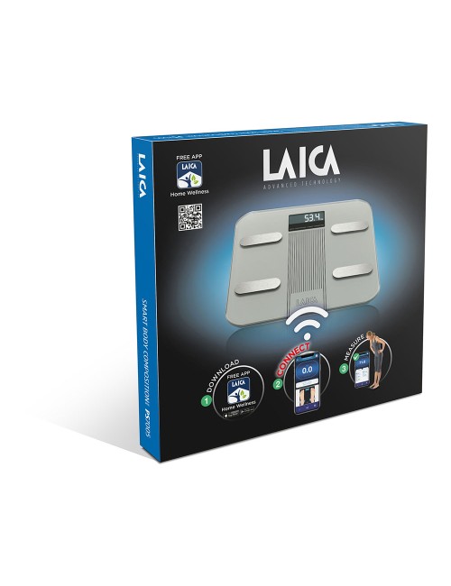 Bascula de baño smart bluetooth con cálculo de la composición corporal, color plateado, 180 kg