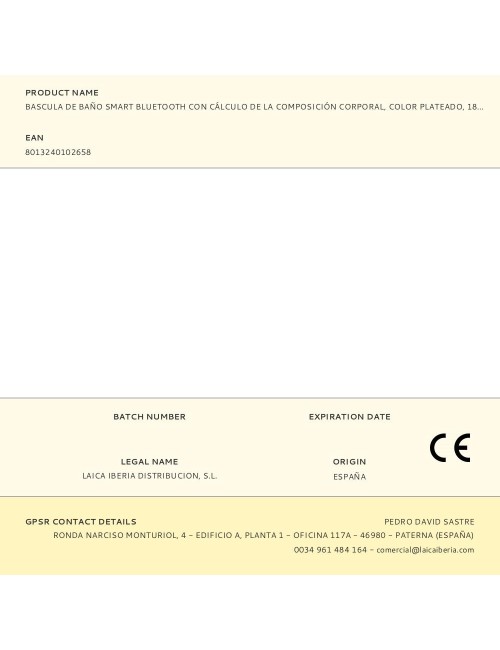 Bascula de baño smart bluetooth con cálculo de la composición corporal, color plateado, 180 kg