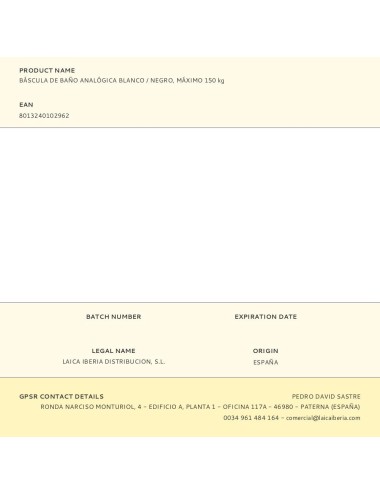 Báscula de baño analógica blanco / negro, máximo 150 kg