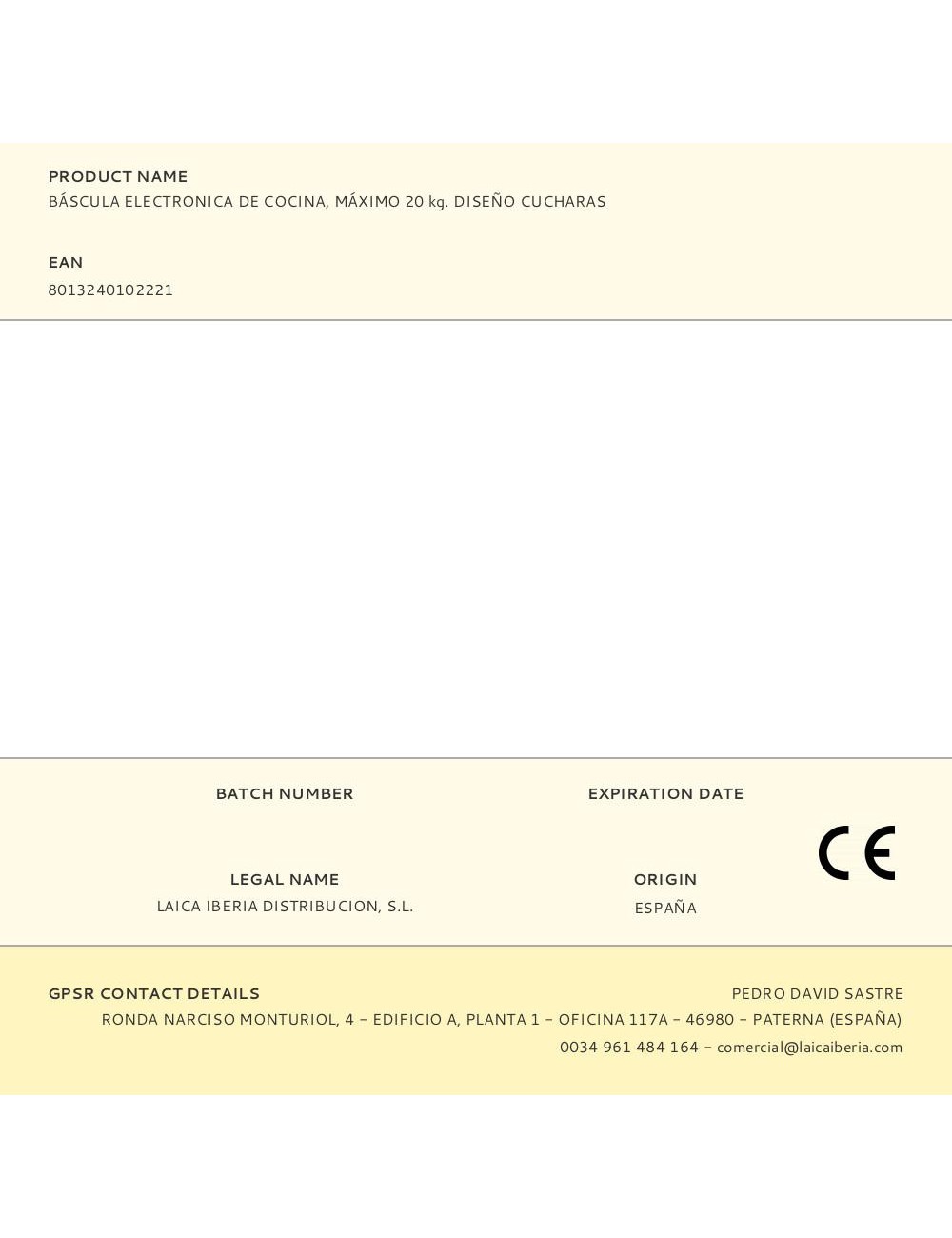 Báscula electronica de cocina, máximo 20 kg. diseño cucharas