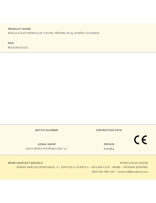 Báscula electronica de cocina, máximo 20 kg. diseño cucharas