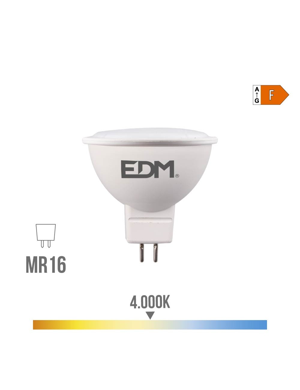 Bombilla dicroica led mr16 8 w 780 lm 4000 k luz día 120° ø5 x 5 cm