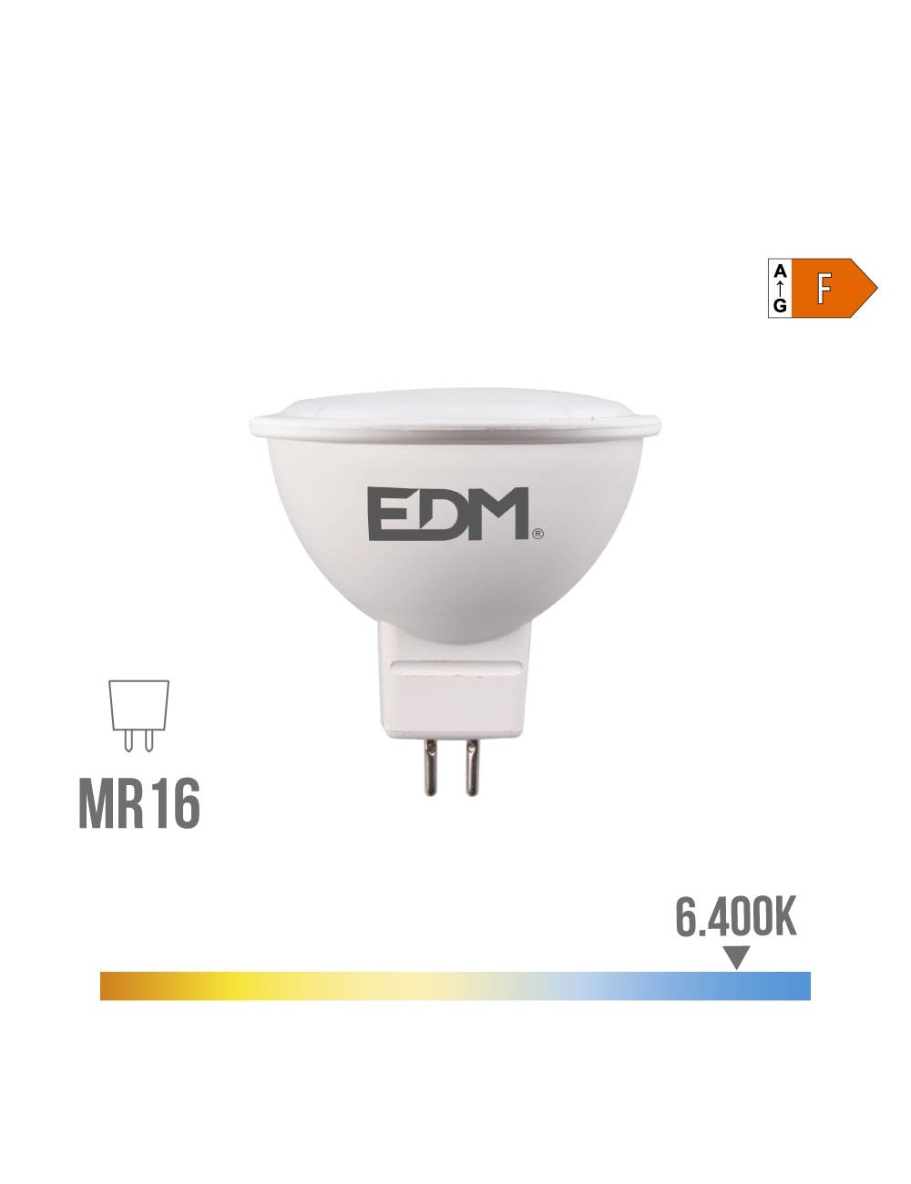Bombilla dicroica led mr16 8 w 780 lm 6400 k luz fría 120° ø5 x 5 cm