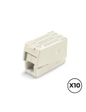 Conector rápido en linea presilla 3 vias, 2 rígidos + 1 rígido, semirígido o flexible ø máximo 2,5 mm, blanco, 10 uds