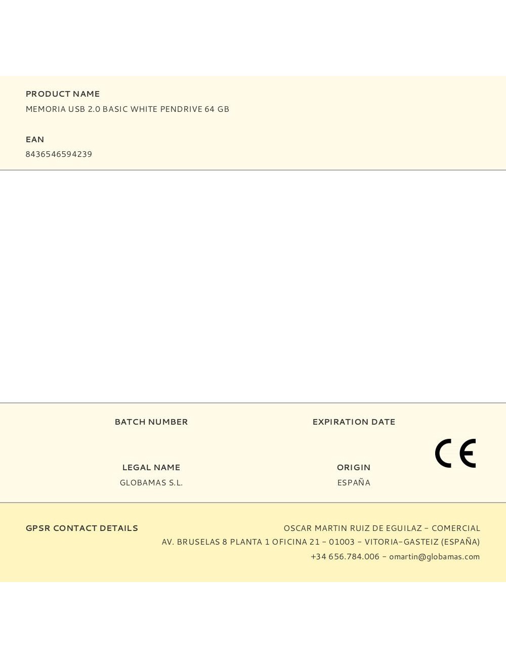 Memoria usb 2.0 basic white pendrive 64 gb