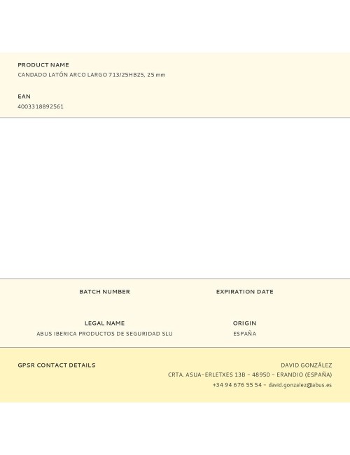 Candado latón arco largo 713/25hb25, 25 mm