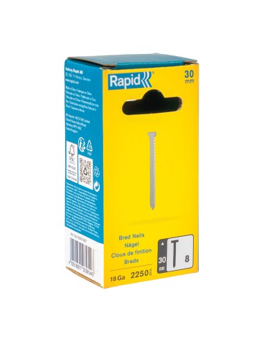 Clavo 8 / 30 mm galvanizado 18ga, 2250 uds