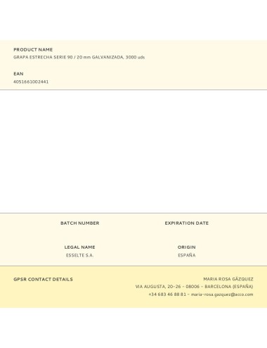 Grapa estrecha serie 90 / 20 mm galvanizada, 3000 uds